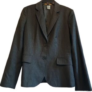 J.Crew Women’s Blazer Size 4 Gray Pinstripe 100% Wool Two Button Lined‎